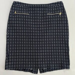 Talbots‎ Pencil Skirt Geometric Circle Office Wear Business Navy Blue Womens 12